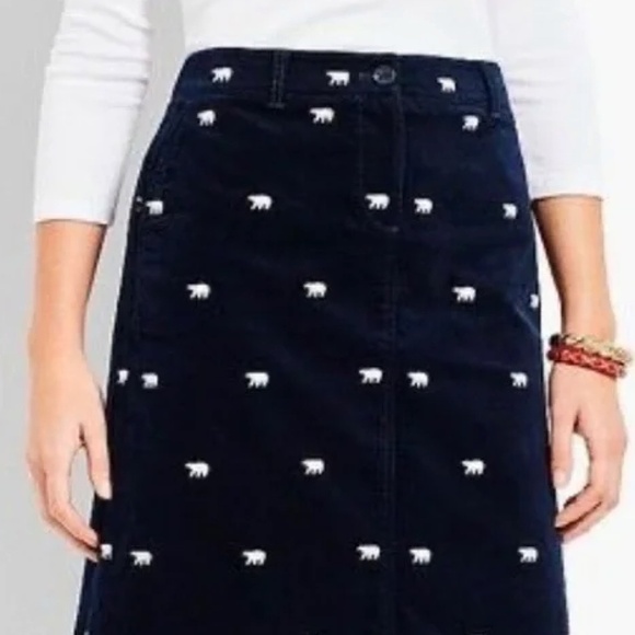 EUC Talbots Velveteen Polar Bear Mini Skirt Navy Blue Size 14 - Picture 1 of 8